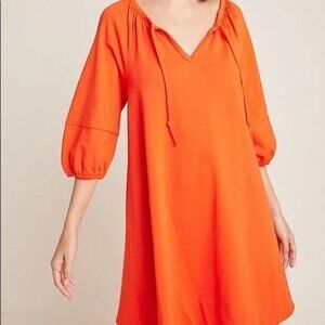 ANTHROPOLOGIE Anais Orange Tunic Dress Balloon Sleeve Oversized Swing